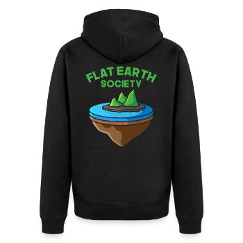 Flat Earth Society - Unisex Premium Bio Zip Hoodie - Schwarz - Hinten - Nico (187cm)