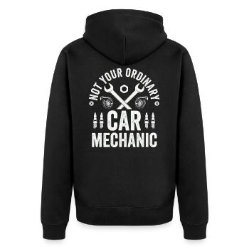 Auto Automechaniker - Unisex Premium Bio Zip Hoodie - Schwarz - Hinten - Nico (187cm)