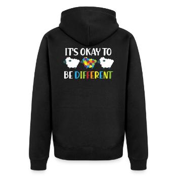 Autismus - Puzzle Schaf - Unisex Premium Bio Zip Hoodie - Schwarz - Hinten - Nico (187cm)
