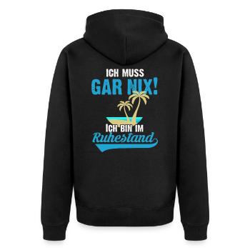 Rentner Ruhestand Arbeitsende Rente - Unisex Premium Bio Zip Hoodie - Schwarz - Hinten - Nico (187cm)