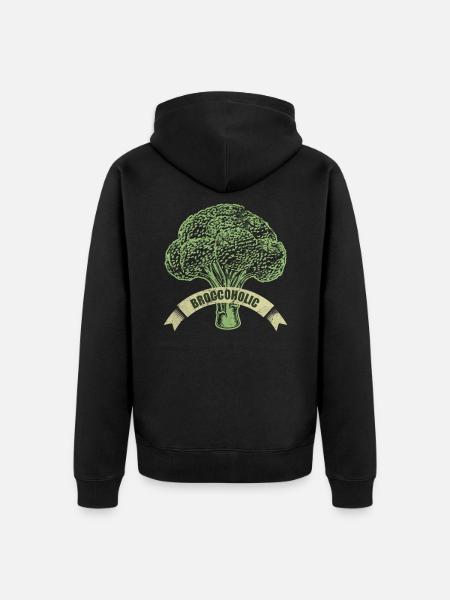 Vegan - broccoli vegetables - Unisex Premium Organic Zip Hoodie - black
