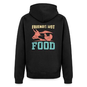 Vegan - Fríends not Food - Unisex Premium Bio Zip Hoodie - Schwarz - Hinten - Nico (187cm)