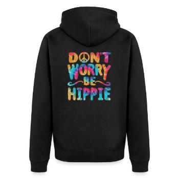 Hippie Vegan Peace Flower - Veste à capuche bio Premium Unisexe - noir - Dos - Nico (187cm)