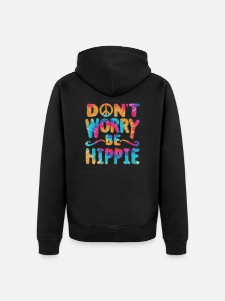 Hippie Vegan Peace Flower - Unisex Premium Organic Zip Hoodie - black