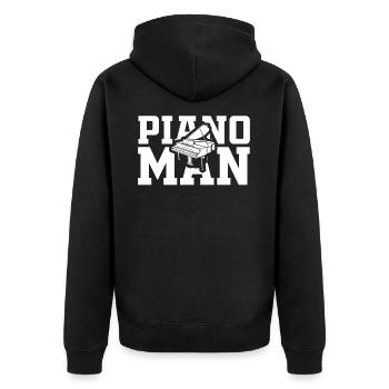 Piano Man - Musik Musiker - Unisex Premium Bio Zip Hoodie - Schwarz - Hinten - Nico (187cm)