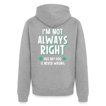 Hund Hundeliebe Hunderasse - Unisex Premium Bio Zip Hoodie - Grau meliert - Hinten - Nico (187cm)