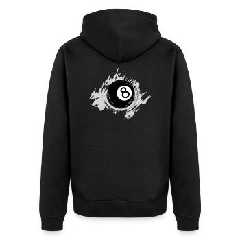 Billard - Unisex Premium Bio Zip Hoodie - Schwarz - Hinten - Nico (187cm)