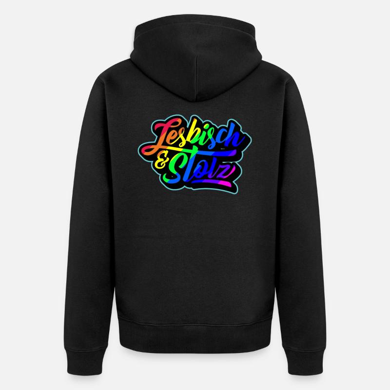 Lesbisch & Stolz - Unisex Premium Bio Zip Hoodie - Schwarz