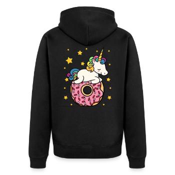Unicorn Donut - Unisex Premium Bio Zip Hoodie - Schwarz - Hinten - Nico (187cm)