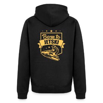 Jetski - Born to Jetski - Unisex Premium Bio Zip Hoodie - Schwarz - Hinten - Nico (187cm)