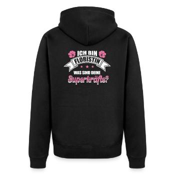 Ich bin Floristin was sind deine Superkräfte? - Unisex Premium Bio Zip Hoodie - Schwarz - Hinten - Nico (187cm)