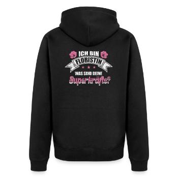 Floristin - Lustige Sprüche Geschenk - Unisex Premium Bio Zip Hoodie - Schwarz - Hinten - Nico (187cm)