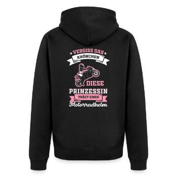 Motorrad - Lustiger Motorradfahrerin Spruch - Unisex Premium Bio Zip Hoodie - Schwarz - Hinten - Nico (187cm)