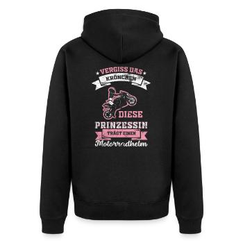 Motorradfahrerin Leidenschaft - Unisex Premium Bio Zip Hoodie - Schwarz - Hinten - Nico (187cm)