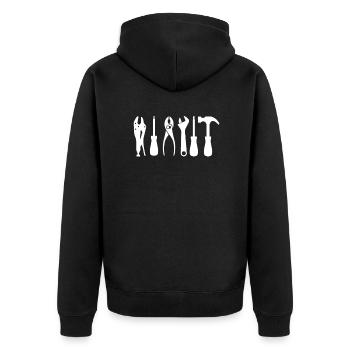Handwerker - Unisex Premium Bio Zip Hoodie - Schwarz - Hinten - Nico (187cm)