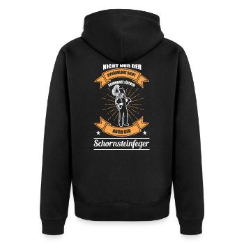 Schornsteinfeger - Witziger Spruch - Unisex Premium Bio Zip Hoodie - Schwarz - Hinten - Nico (187cm)