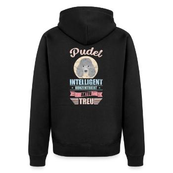 Hund Pudel Witz Lustig Tier Geschenkidee - Unisex Premium Bio Zip Hoodie - Schwarz - Hinten - Nico (187cm)