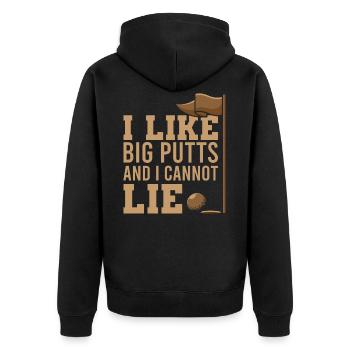 I Like Big Putts, golf golfeur - Veste à capuche bio Premium Unisexe - noir - Dos - Nico (187cm)