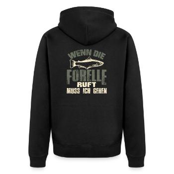 Angeln Angler Fischen Fischer Fisch Angelrute - Unisex Premium Bio Zip Hoodie - Schwarz - Hinten - Nico (187cm)