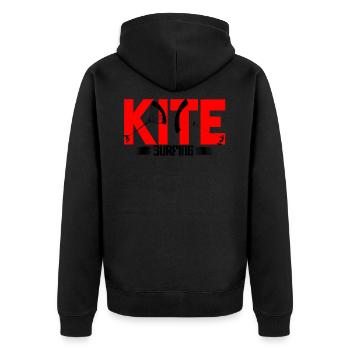 Kitesurfen - Unisex Premium Bio Zip Hoodie - Schwarz - Hinten - Nico (187cm)