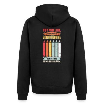 Lustiger Schüler Studenten & Lehrer Spruch - Unisex Premium Bio Zip Hoodie - Schwarz - Hinten - Nico (187cm)