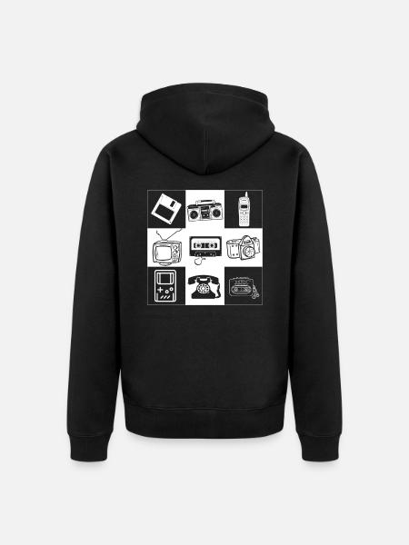 90er Jahre - Unisex Premium Bio Zip Hoodie - Schwarz