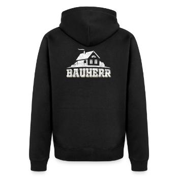 Bauherr Hausbau Bauleiter - Unisex Premium Bio Zip Hoodie - Schwarz - Hinten - Nico (187cm)