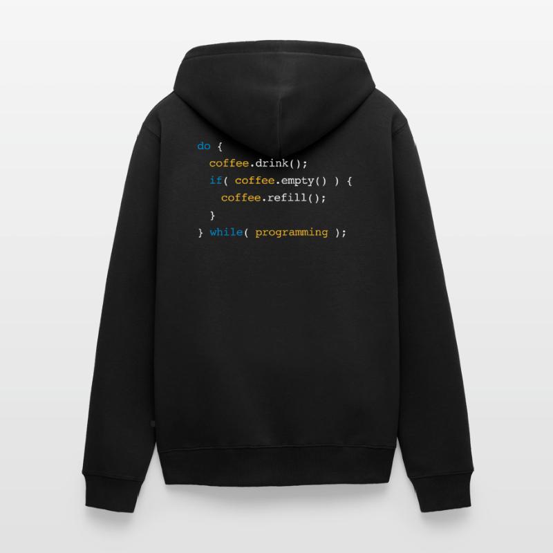Code Coffee Refill Programming Unisex Premium Bio Zip Hoodie
