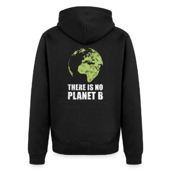 Klimaschutz Umweltverschmutzung - Unisex Premium Bio Zip Hoodie - Schwarz - Hinten - Nico (187cm)