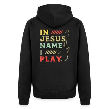 Au Nom de Jésus je joue - Veste à capuche bio Premium Unisexe - noir - Dos - Nico (187cm)