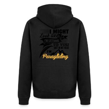 Paragliding - Unisex Premium Bio Zip Hoodie - Schwarz - Hinten - Nico (187cm)