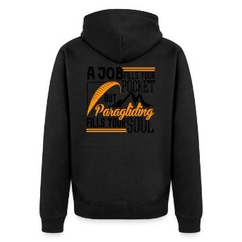 Paragliding - Unisex Premium Bio Zip Hoodie - Schwarz - Hinten - Nico (187cm)