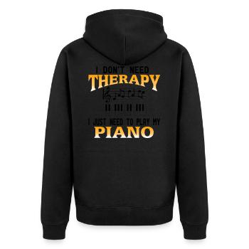 Klavier - Unisex Premium Bio Zip Hoodie - Schwarz - Hinten - Nico (187cm)