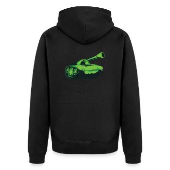 Schütze - Unisex Premium Bio Zip Hoodie - Schwarz - Hinten - Nico (187cm)