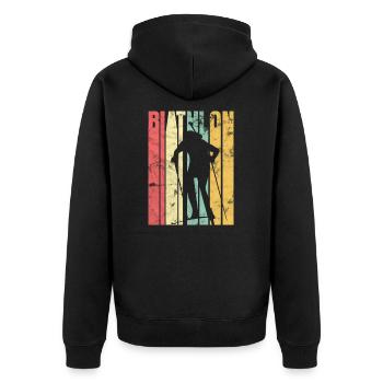 Biathlon Retro - Unisex Premium Bio Zip Hoodie - Schwarz - Hinten - Nico (187cm)