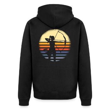 Archer retro - Unisex Premium Organic Zip Hoodie - black - Back - Nico (187cm)
