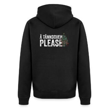 Denglisch - Ä Tännschen please - Unisex Premium Bio Zip Hoodie - Schwarz - Hinten - Nico (187cm)
