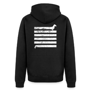 Dackel - Unisex Premium Bio Zip Hoodie - Schwarz - Hinten - Nico (187cm)