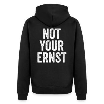 Not your Ernst - Unisex Premium Bio Zip Hoodie - Schwarz - Hinten - Nico (187cm)
