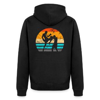 Muay Thai Thai boxing - Unisex Premium Organic Zip Hoodie - black - Back - Nico (187cm)
