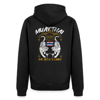 Muay Thai Boxe Thaïlandaise Thaïlande - Veste à capuche bio Premium Unisexe - noir - Dos - Nico (187cm)