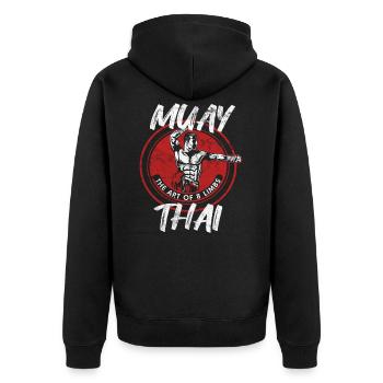 Muay Thai - L'art des 8 membres - Veste à capuche bio Premium Unisexe - noir - Dos - Nico (187cm)