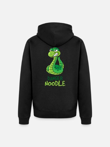 Niebezpieczeństwo Makaron, węże - Ekologiczna rozpinana bluza z kapturem Premium unisex - czarny