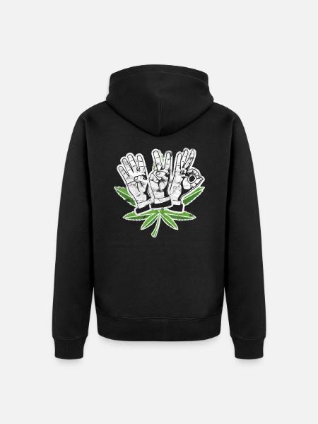 420 Hanfpflanze - Unisex Premium Bio Zip Hoodie - Schwarz