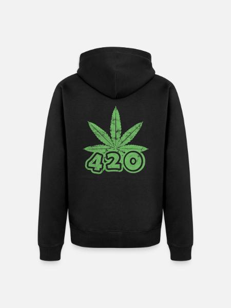 420 cannabis leaf - Unisex Premium Organic Zip Hoodie - black