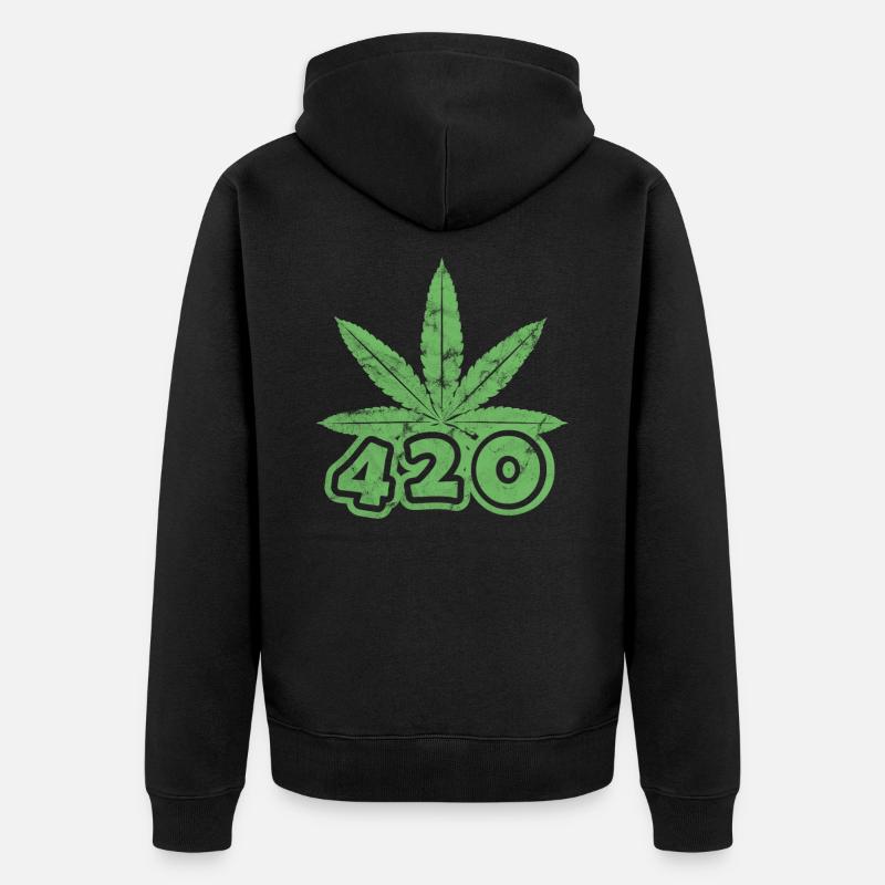420 feuilles de cannabis - Veste à capuche bio Premium Unisexe - noir