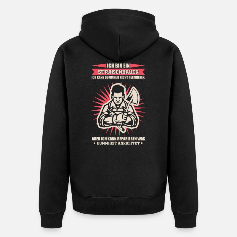 Straßenbauer - Unisex Premium Bio Zip Hoodie - Schwarz
