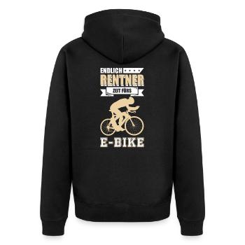 E-Biker & Rentner - Unisex Premium Bio Zip Hoodie - Schwarz - Hinten - Nico (187cm)