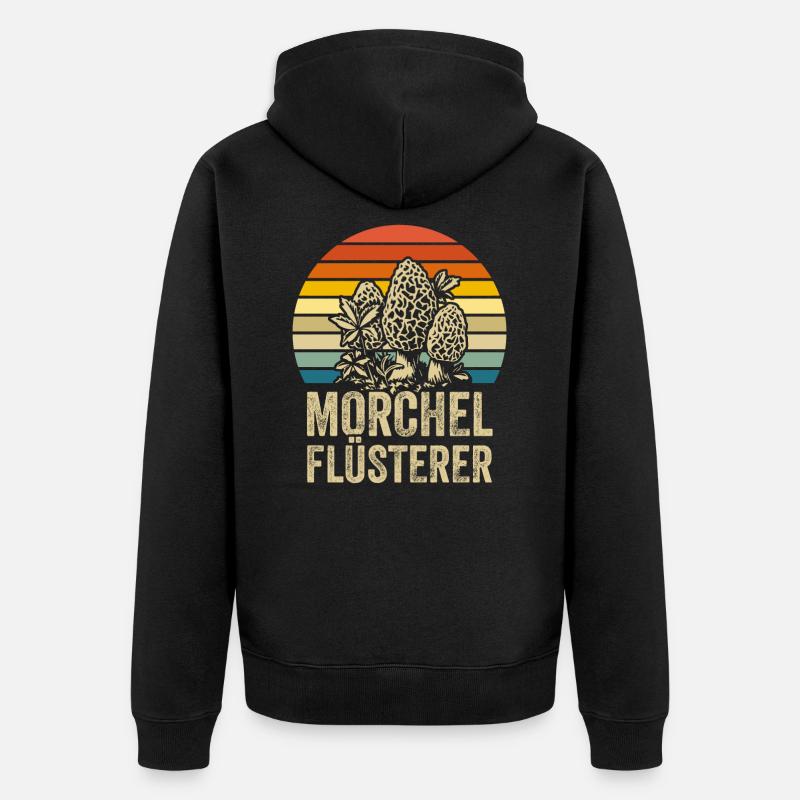 Morchel Flüsterer - Unisex Premium Bio Zip Hoodie - Schwarz