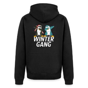 Winter Kalt Schnee Wetter - Unisex Premium Bio Zip Hoodie - Schwarz - Hinten - Nico (187cm)